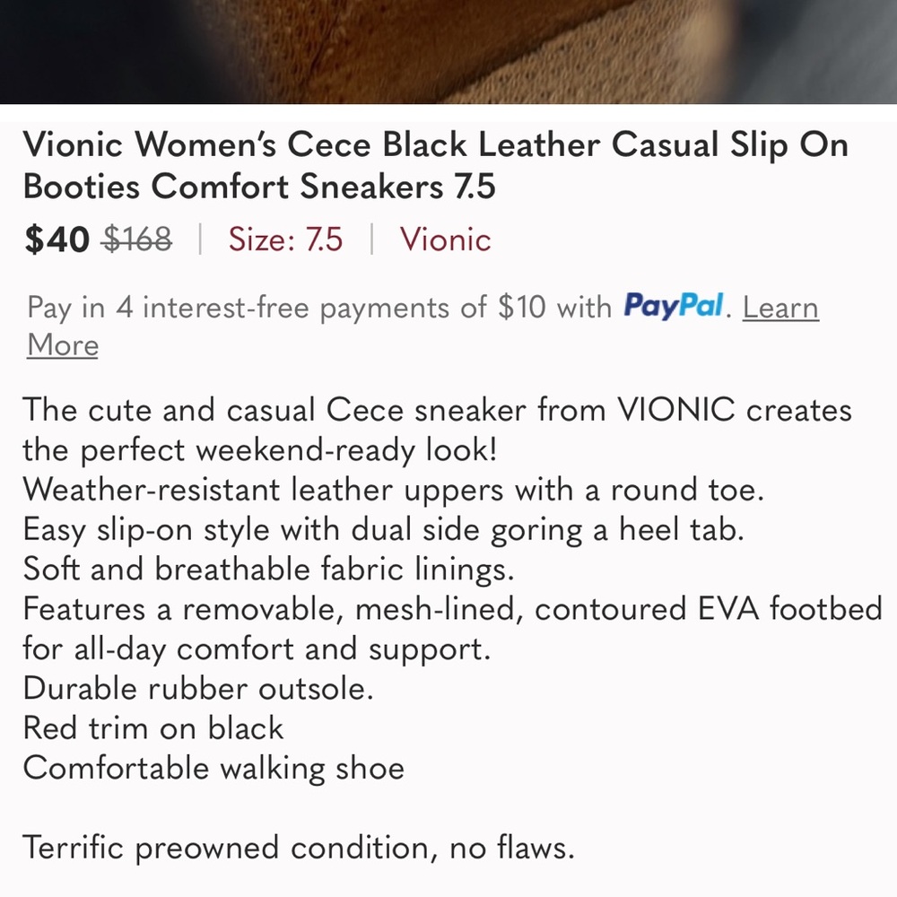 Vionic Women’s Cece Black Leather Casual Slip On Booties Comfort Sneakers 7.5 - Picture 9 of 9